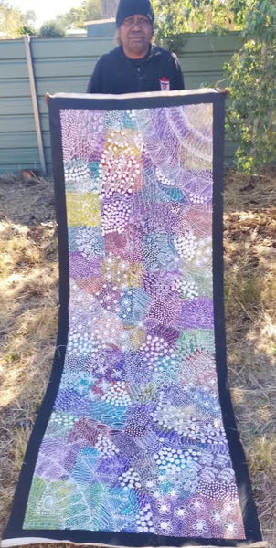 #319 Women's Ceremony (Multi) Artist: TANYA BIRD MPETYANE Aboriginal Art: 72cm x 200cm