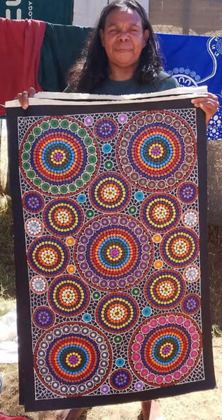 #6 - Bush Medicine Dreaming (Multi) -ARTIST:  MARYANNE GIBSON 59cm x 96cm