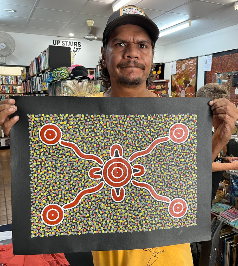 #396 Waterhole Dreaming (Earth) - JONATHAN HOCKLEY Aboriginal Art: 36cm x 51cm