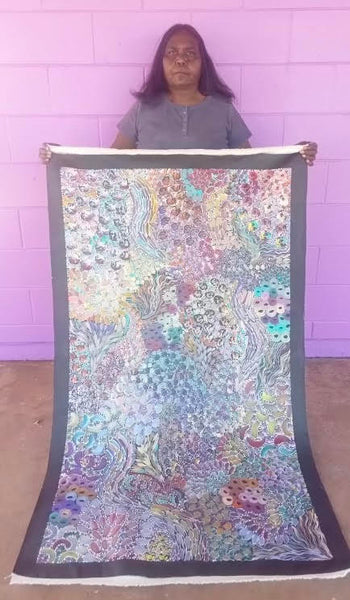 #20 Bush Yam Dreaming (Pastels)- RACHAEL NAMBULA Aboriginal Art:  90cm x 150cm