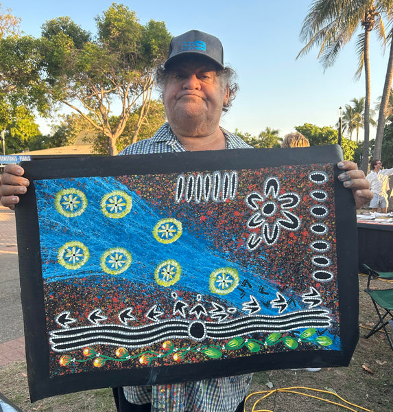 #328 Seven Sisters Dreaming (Multi) - REGGIE SULTAN Desert Art:  69cm x 45cm