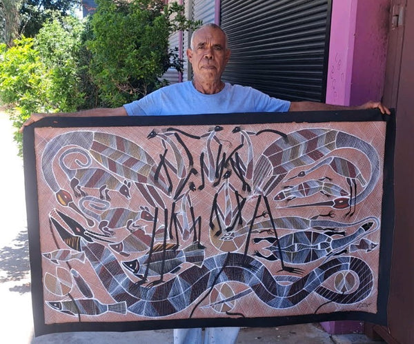 #348 Rainbow Serpent Dreaming  - EDDIE BLITNER : Aboriginal Art : 152cm x 88cm