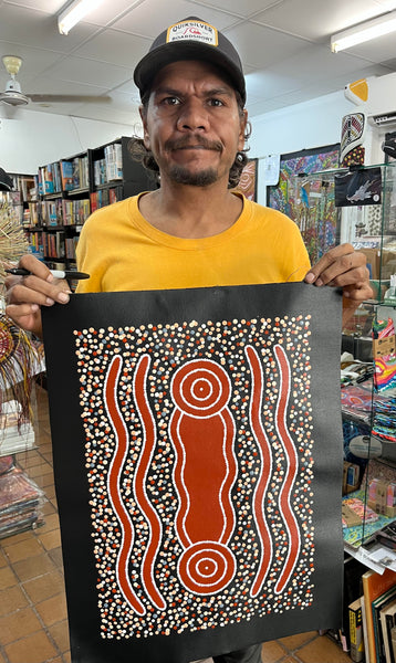 #294 Carpet Snake Dreaming (Earth) - JONATHAN HOCKLEY Aboriginal Art: 36cm x 50cm