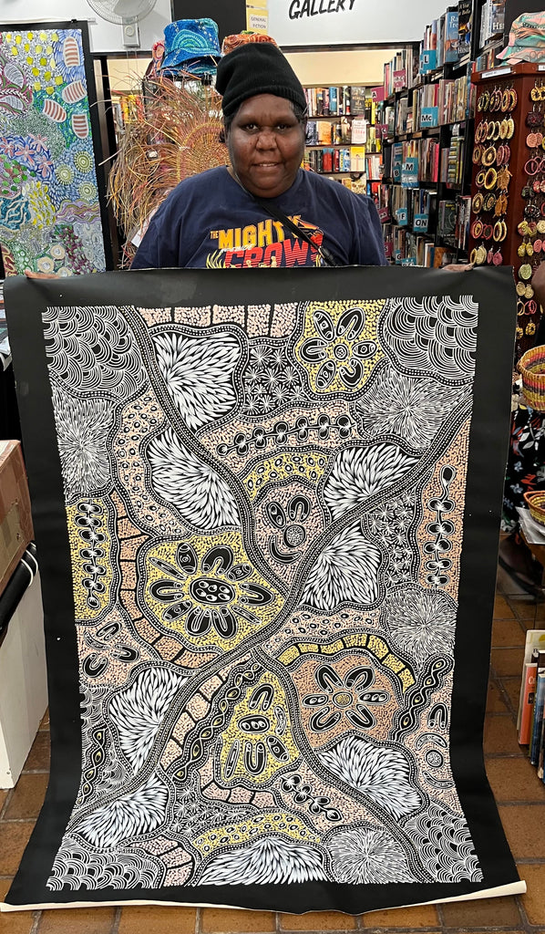 #61 Women collecting Bush Tucker (Naturals) - SHARON NUMINA Aboriginal Art: 90cm x 144cm