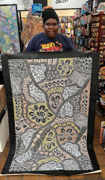 #61 Women collecting Bush Tucker (Naturals) - SHARON NUMINA Aboriginal Art: 90cm x 144cm