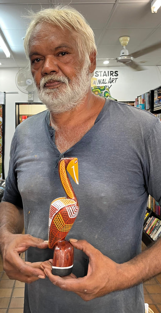 #97 Hand Carved Brolga - Aboriginal Art: RODNEY 'JUNGALA' KING 26cm x 8cm x 7cm