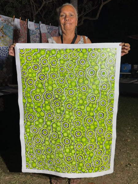 #133 Sacred Water (Lime) - TREPHINA SULTAN THANGUWA :  71cm x 97cm