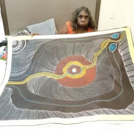 #165 My Country Dreaming (Muti) ANNA PETYARRE: Aboriginal Art: 95cm x 125cm