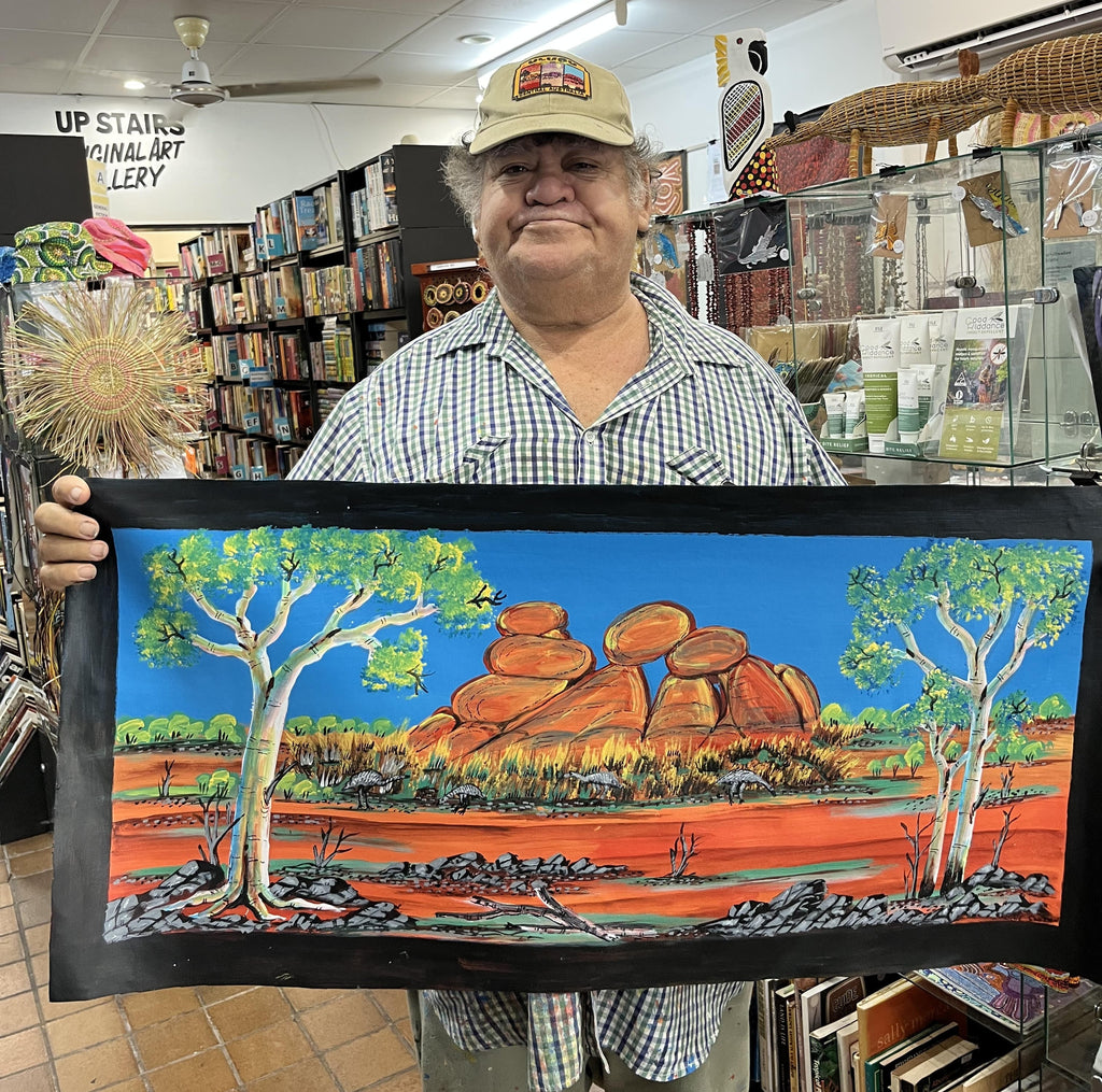 #162 The Devil's Marbles (Kulu Kulu) - REGGIE SULTAN Desert Art: 89cm x 38cm
