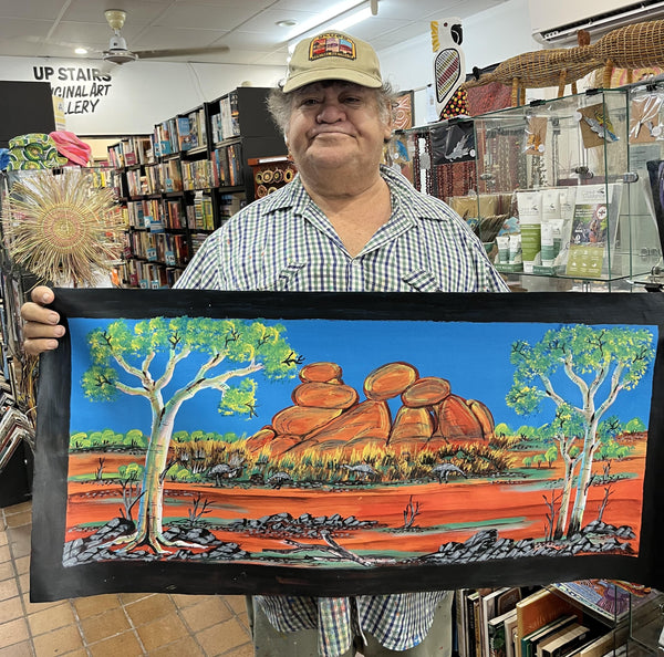 #162 The Devil's Marbles (Kulu Kulu) - REGGIE SULTAN Desert Art: 89cm x 38cm