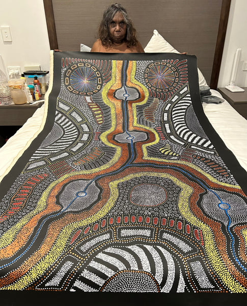 #43 My Country Dreaming (Multi) ANNA PETYARRE: Aboriginal Art: 95cm x 175cm