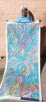 #263 Bush Medicine Leaves - ROSEMARY PETYARRE (PITJARA) Aboriginal Art:  88cm x 200cm
