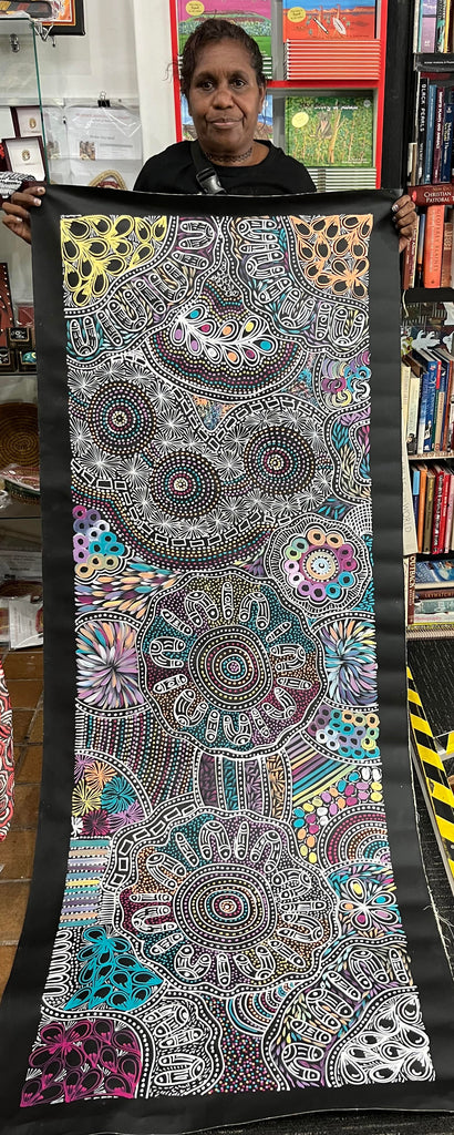 #264 Women Collecting Bush Tucker (Multi)- SELINA NUMINA Aboriginal Art:  68cm x 191cm