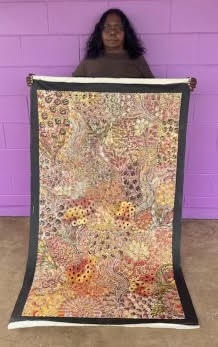 #99 Bush Yam Dreaming (Sunset)- RACHAEL NAMBULA Aboriginal Art:  90cm x 150cm