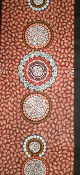 #35 ALIARA BIRD After the Rain (Red) : Aboriginal Art: 55x150cm