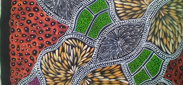 #52 My Country (multi) - SHARON NUMINA : Aboriginal Art: 93x97cm