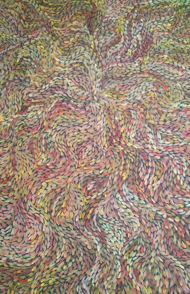 #18 Bush Medicine Leaves (Sunset) - RACHAEL NAMBULA : Aboriginal Art 90x200cm
