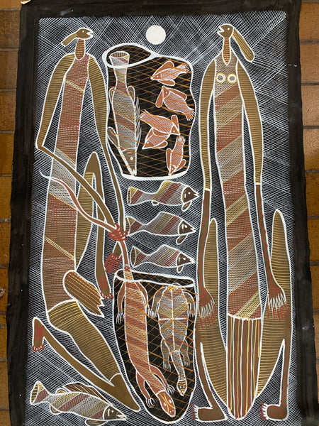#135 Fishing Mimi Spirits - EDDIE BLITNER : Aboriginal Art : 95x150cm