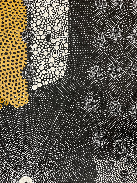 #103 Water Dreaming - Ngapa (Earth)- JANET LONG NAKAMARRA: Aboriginal Art: 137x120cm