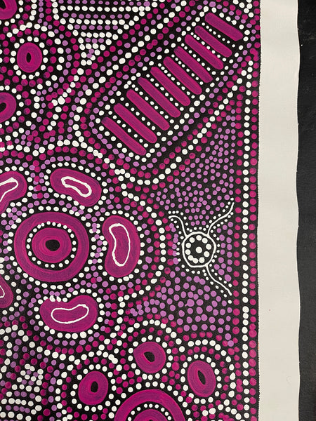#171 My Country Wallaby Tracks (PINKS) - SHARON TURNER : Aboriginal Art: 52X37cm
