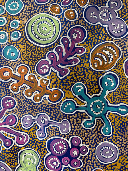 #182 Bush Foods (Multi) MEREDITH CURLEY: Aboriginal Art 152x90cm