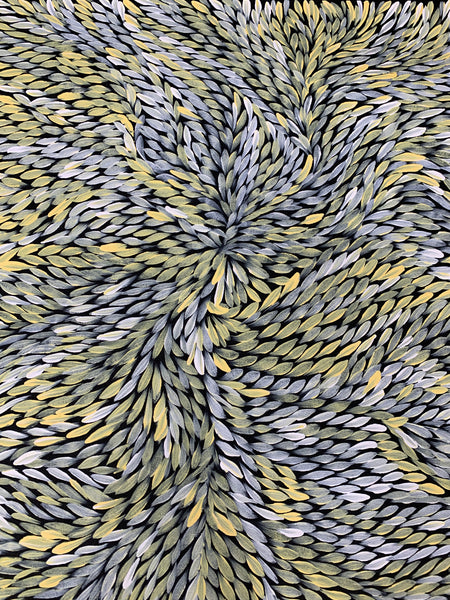 #15 Bush Medicine Leaves (Lemon) - RACHAEL NAMBULA : Aboriginal Art 70x200cm