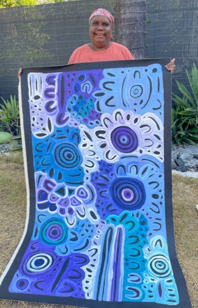 #5 Body Design (blues)  LOUISE NUMINA : Aboriginal Art: 95x165cm