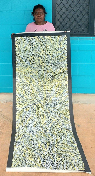 #15 Bush Medicine Leaves (Lemon) - RACHAEL NAMBULA : Aboriginal Art 70x200cm